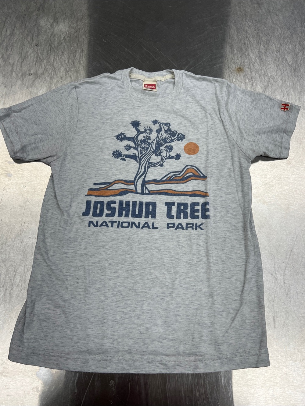 HOMAGE Heather Gray Joshua Tree National Park Graphic Tee with Navy & Rust Print